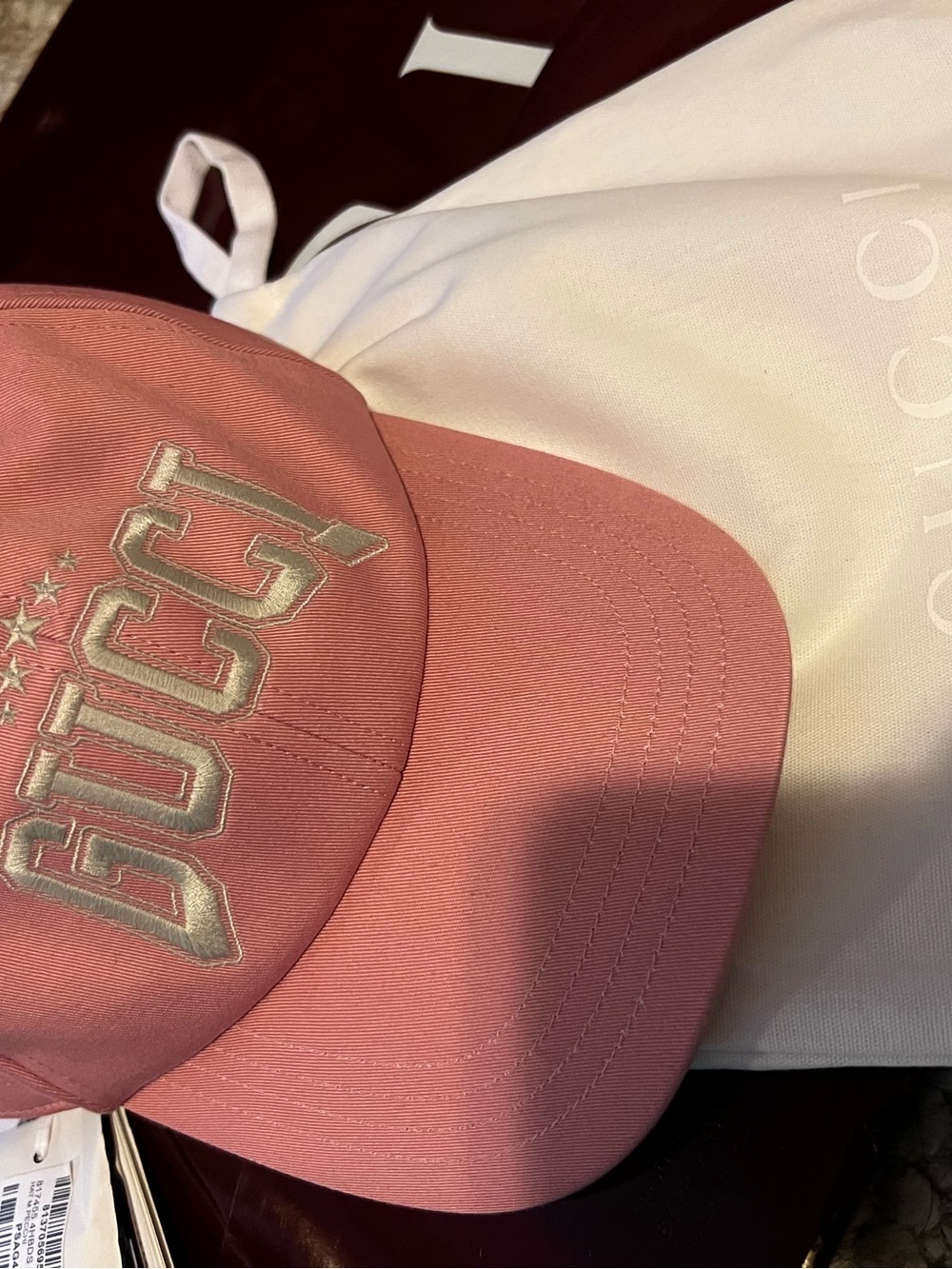 Gucci Dusty Pink Embroidered Logo Baseball Cap large